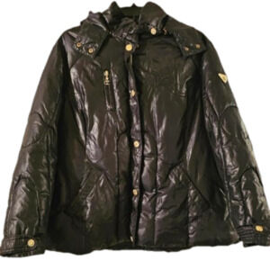 RocaWear Roc Out Black Puffer Zipper Front Faux Fur Hooded Winter Coat S…